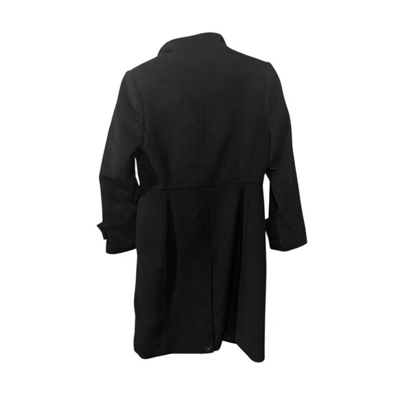 Talbots Womens Black Wool Blend Long Coat Size 6P With Button Front & Folded Cuf - Picture 5 of 8